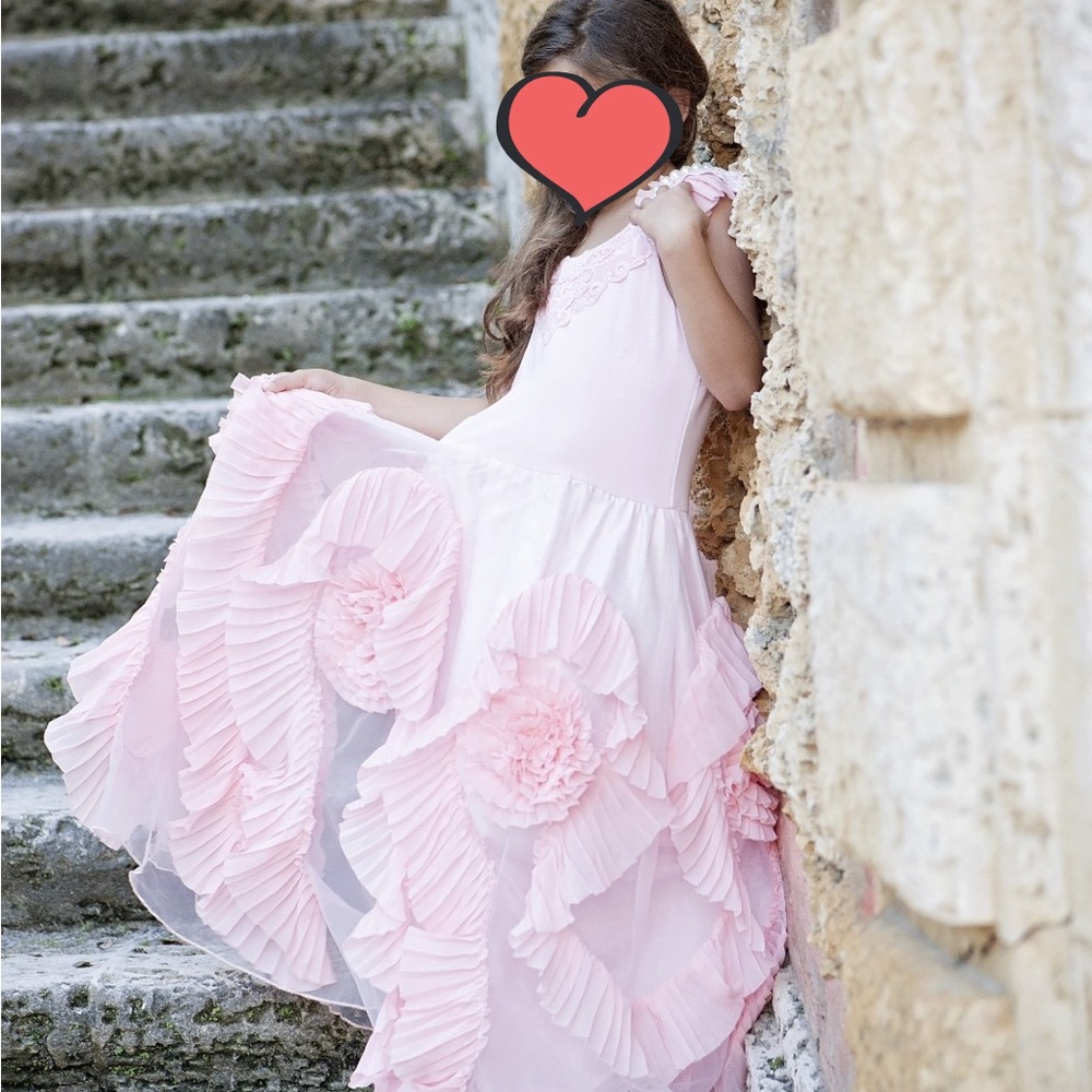 Girl photoshoot princess dress, flower girl, special occasion pink dress.